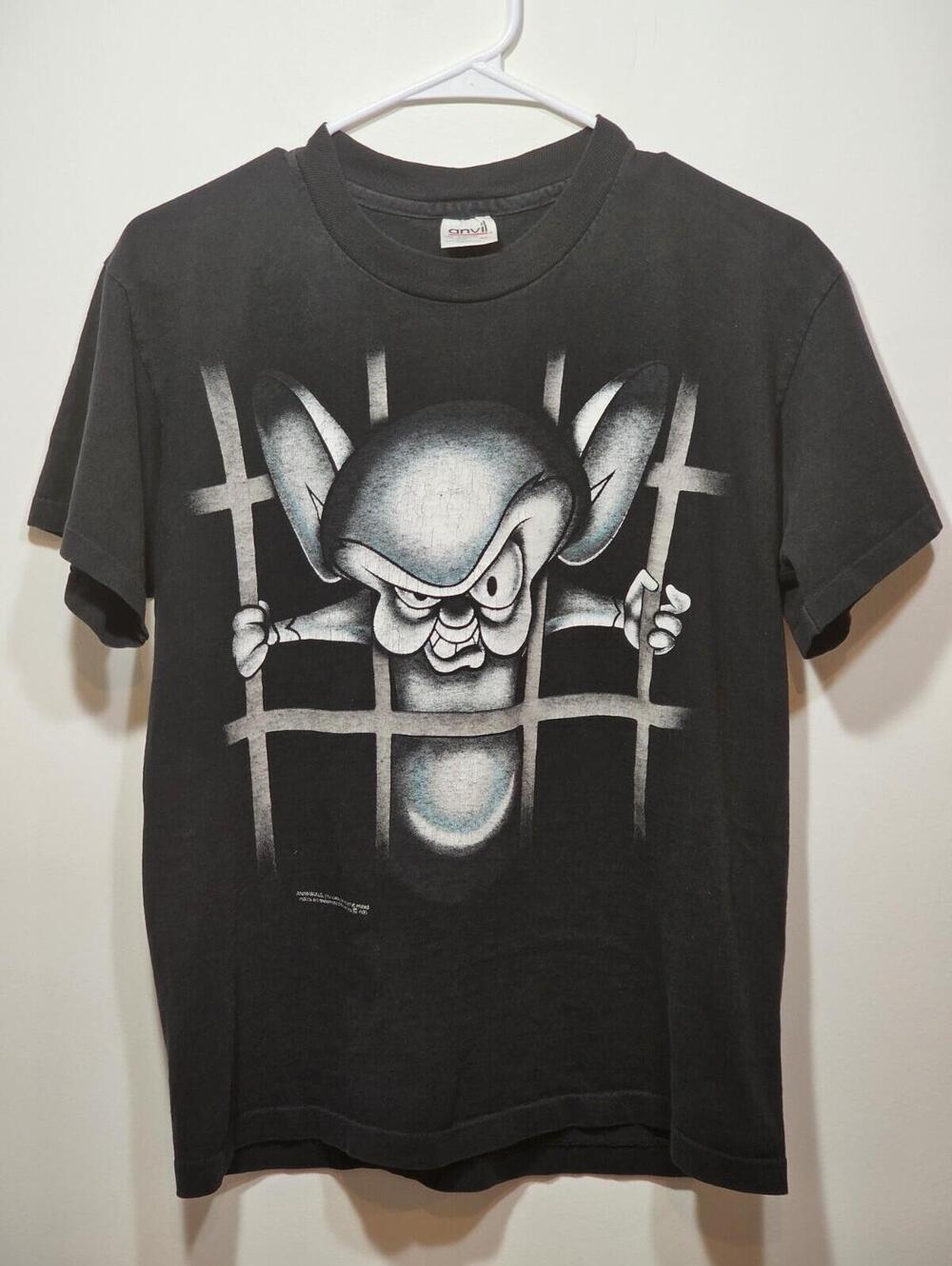 Vintage 1995 Pinky and the Brain Animaniacs T-Shirt Warner Bros Anvil Tag Medium - Picture 3 of 14